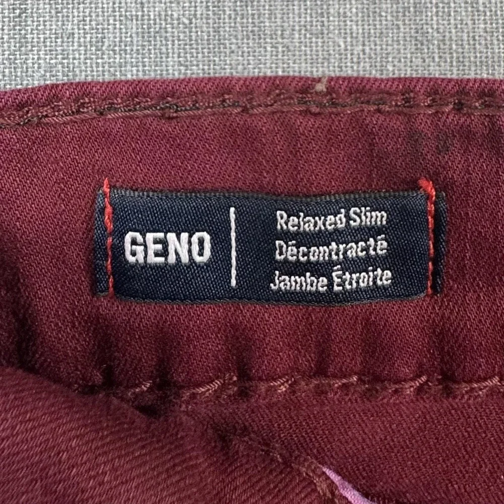 True Religion Geno Relaxed Slim Jeans Mens 40x31 Red Burgundy Stretch Denim